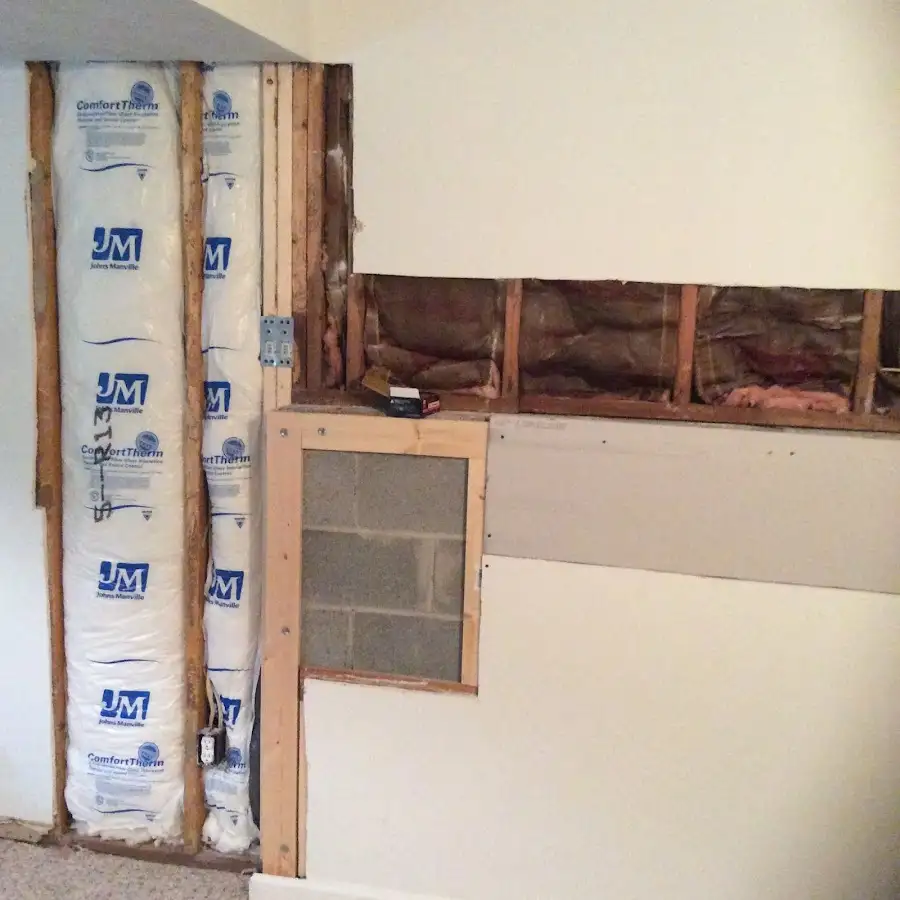 Wall insulation replacement during Basement Flood Cleanup in Flagler Beach